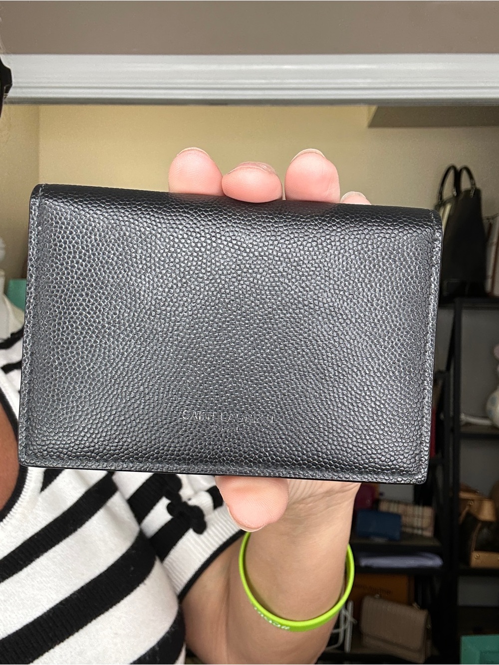 Saint Laurent Black Pebbled Leather Compact Wallet - Picture 1 of 11